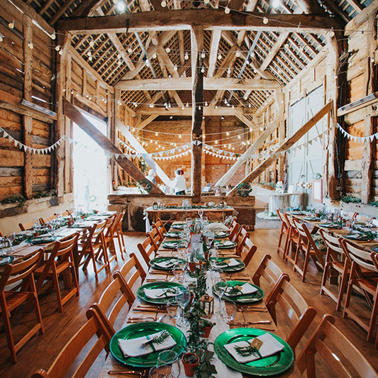 Green, white and copper rustic Shropshire barn wedding