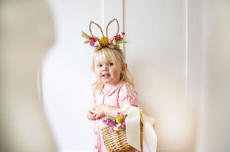 DIY Dried Flower Easter Bunny Ears and Basket